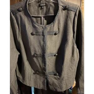 Torrid Jacket Women’s Dark Grey Textured Ponte Crop Military Jacket Plus Size 3